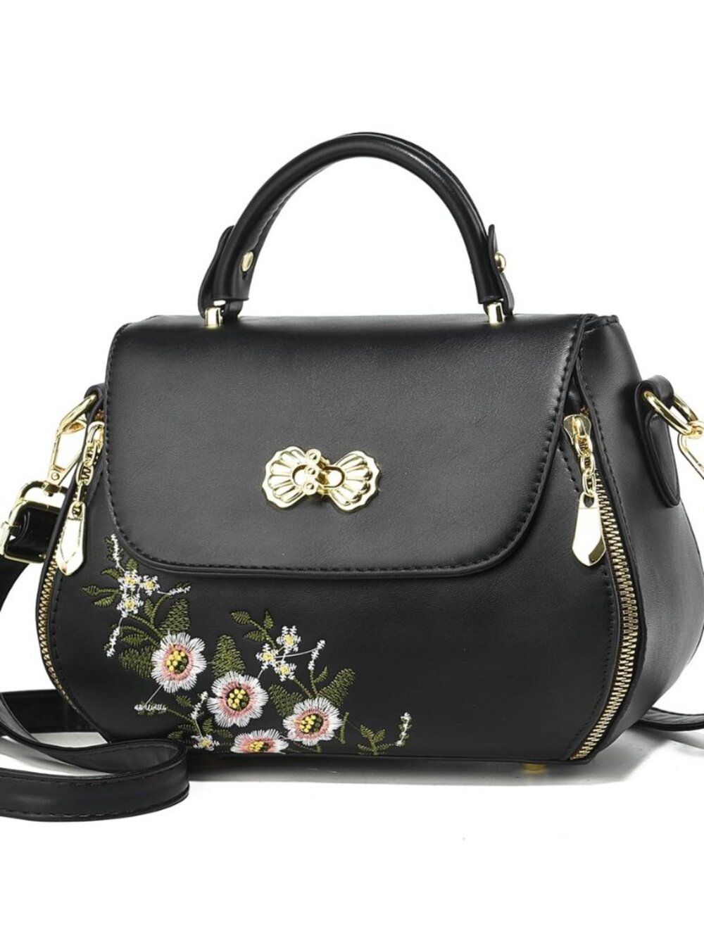 Cute Embroidered Purses for Women Small Top Handle Satchel